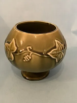Buy Vintage Dartmouth Pottery Bowl Stemmed Bonbon Bowl Green Grapevine Glaze No 240  • 8£