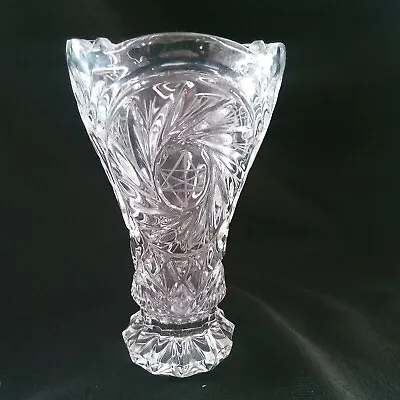 Buy American Brilliant Fluted Vase Cut Glass Crystal 7  Tall Star Design • 14.36£