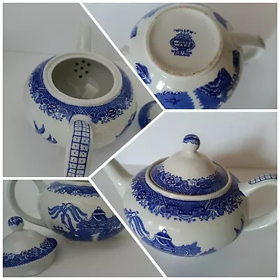 Buy Dlusb | Willow Pattern Blue White Woods Ware Teapot Collectible Antique Kitchen  • 250£