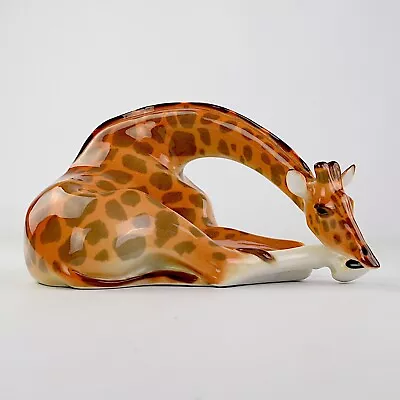 Buy USSR Porcelain, Large Seated Giraffe Grazing, 10.5 Inches • 55£