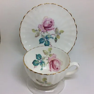 Buy Radford Fenton Hand Painted Pink Cabbage Rose Tea Cup Saucer Set England Vintage • 23.23£