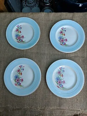 Buy GEORGE CLEWS & Co Ltd Set Of Four Side Plates BLUE FLORAL • 28£