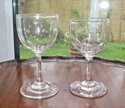 Buy Antique Victorian Wine Glasses X 2 ~ All Star & Petal Cut ~ T Gadget Mark On One • 7.99£