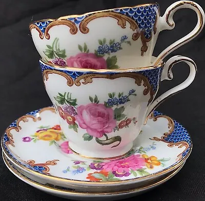 Buy Pair Of Rare Vintage 1930s Collectable Aynsley Bone China Small Floral Tea Cups • 30£