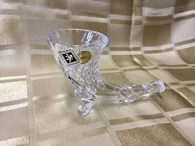 Buy Edinburgh Cut Glass ‘HORN OF PLENTY’  Cornucopia, Crystal Vase , Vintage. • 8.99£