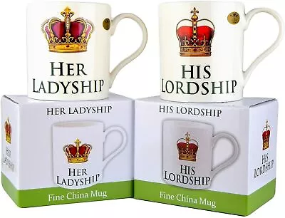 Buy His Lordship & Her Ladyship Mugs Fine China Crown Birthday Wedding Gift Present • 13.99£