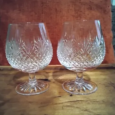 Buy Pair Of Edinburgh Crystal Tweed Pattern Brandy Glasses Signed Superb Condition • 13£