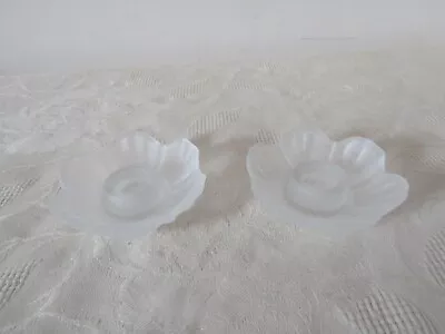Buy Vintage Retro Pair Of White Frosted Glass Flower Candlestick Holders Candle 8.5c • 7.99£