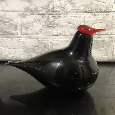 Buy Art Glass Black Amethyst Bird Black Amethyst Bird Muurla Toikka Scarlet Red Head • 188.72£