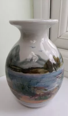 Buy Highland Stoneware Freehand Art Pottery Vase With Scottish Landscape Scenes. • 9.99£