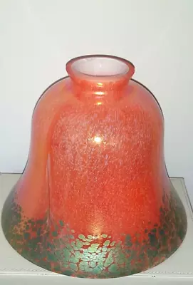 Buy Heron Glass Light / Lamp Shade - Wide Bell - Orange And Green - Hand Blown In UK • 40£