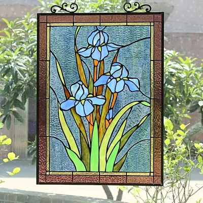 Buy Antique Vintage Style 25  Iris Stained Glass Window Hanging Panel Suncatcher • 170.10£