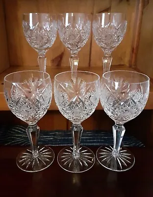 Buy 6 X Edinburgh Crystal ROYAL Pattern Large Wine Glasses 18cm • 149.99£
