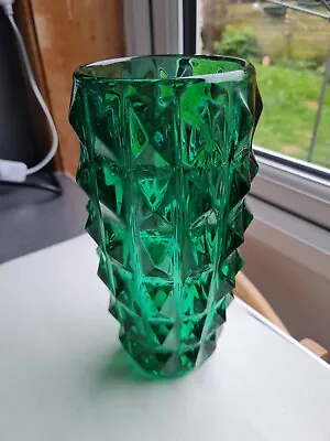 Buy Vintage-Bohemian Rosice Sklo Union Jiri Zejmon Glass Vase Green 8  TALL • 20£