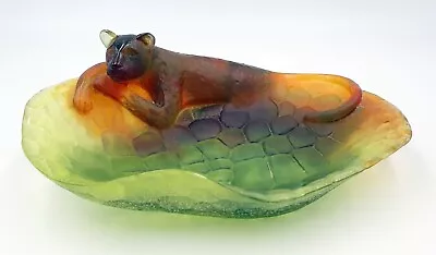 Buy Daum France Pate De Verre Glass Panther Dish - Stunning - Signed On The Base • 345£