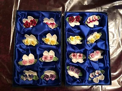 Buy Box Aynsley Floral English Fine Bone China Name Place Card Holders 8 Box • 100£