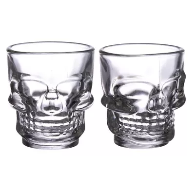 Buy Set Of 2 Skull Shaped Shot Glasses - 60ml - Clear Glass Gift Boxed • 9.26£