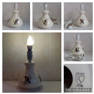 Buy Axe Vale Pottery Devon Lamp Base Cream Ceramic Birds Cottagecore Interior Retro • 15£