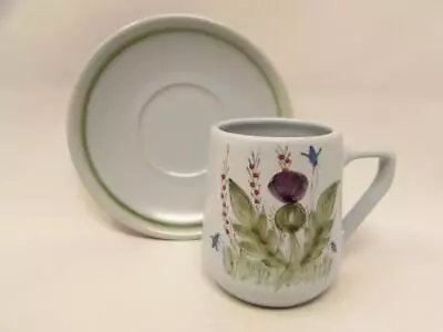 Buy Thistleware By Buchan Cup&Saucer Green Ring W/Thistles&Lrg Green Leaves   B228 • 46.86£