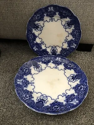 Buy 2 Antique S F & Co Lincoln Pottery Lonsdale Flow Blue Plates 10” And 9” • 13.99£