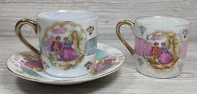 Buy GC Japan Fine China Hand Painted Fragonard Figural 2 Cup And Saucer Set E-1555 • 16.30£