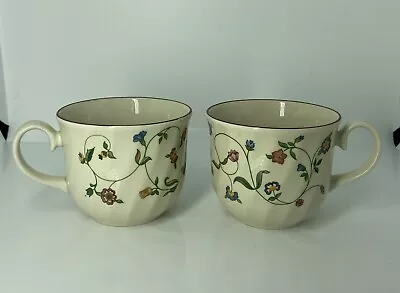 Buy Pair X 2 Staffordshire Tableware Cream Floral Pattern Tea Cups • 12.99£