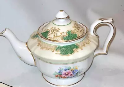 Buy Beautiful Crown Staffordshire Small Teapot Green Floral Rockingham Bone China • 55.95£