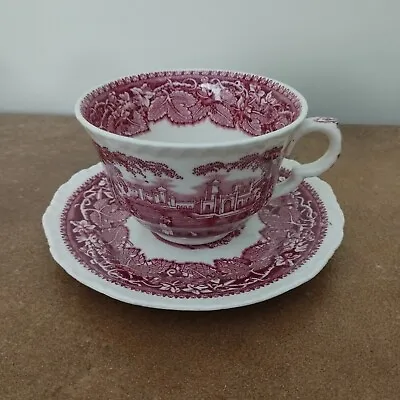 Buy Vintage Mason's Red Or Pink 'Vista' Pattern , Tea Cup And Saucer, 250ml • 7.95£