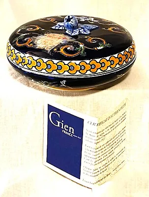 Buy GIEN EARTHENWARE FRENCH BLUE ANTIQUE SWEET BOX RENAISSANCE W Certificate Of Auth • 124.86£