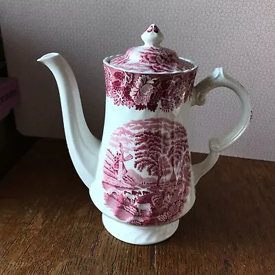 Buy Enoch Woods Ware Red Pink English Scenery Coffee Pot 22cm Height Holds 1.75 Pint • 14.99£