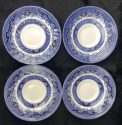 Buy Set Of 4 Vtg Churchill BLUE WILLOW Saucers Made In England • 15.18£