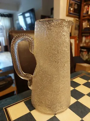Buy RARE Antique Victorian Hand Blown Crackle Glass Lemonade Jug With Ice Pocket • 95£