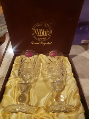 Buy 2 Webb Hand Cut Glass Crystal Hungary Cordial Glasses In Display Box  • 17.37£