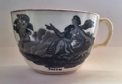 Buy CROWN STAFFORSHIRE Faith Hope Charity Bat Print Porcelain Cup 1815 ANTIQUE RARE • 23.99£