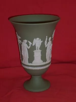 Buy Wedgwood Jasperware Sage Green Rare Large Pedestal Flared Trumpet Vase • 10.99£
