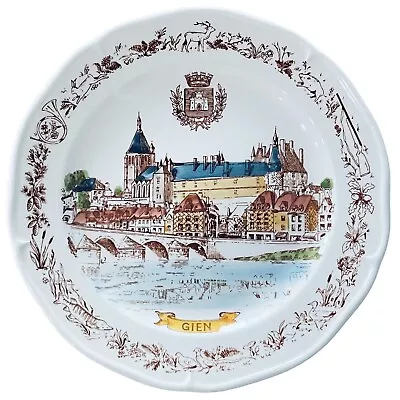 Buy Vintage Plate Peint Main Gien France Chateau De Gien Castle Loire Bridge 6-3/4” • 27.88£