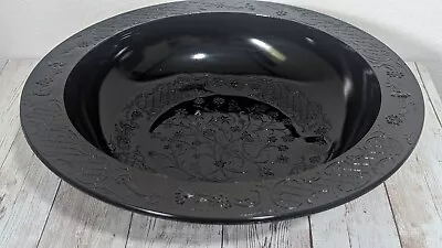 Buy Vintage LE Smith Black Amethyst Glass Footed Bowl Rose And Thorns 11.25” • 17.26£