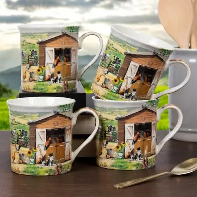 Buy The Leonardo Collection Set Of 4 Fine China Animal Farm House Mug Coffee Cup Set • 16.99£