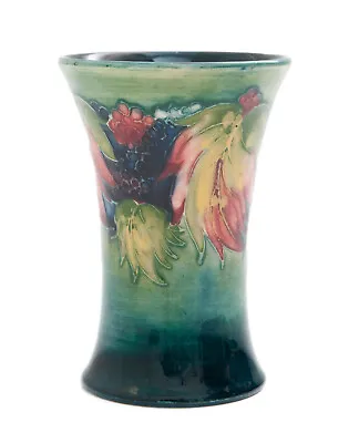 Buy William Moorcroft Scarce Leaf And Blackberry Pattern Tubelined Vase In Sea Green • 275£
