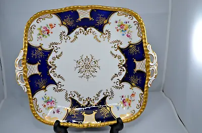 Buy Coalport Blue Batwing Twin Handled Square Cake Plate • 50£