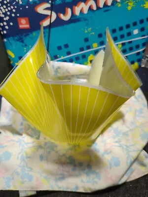 Buy Vintage Chance Handkerchief Vase Large Candy Stripe Lemon & White VGC • 15£