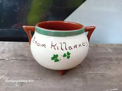 Buy Vintage Glazed Irish Pottery Carrig Ware Shamrocks From Killarney Cauldron • 9.99£