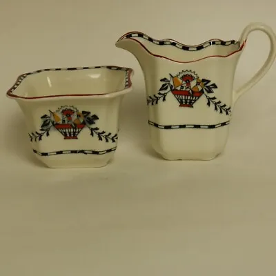 Buy Vintage Grimwades Sugar Bowl & Milk Jug Creamer Set Saxon Pattern 1930s /40s • 9.95£