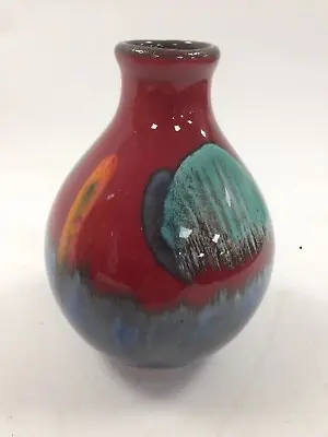 Buy Poole Pottery Red Volcano Vase 14cm Tall Ceramic Bud Vase Nice Condition • 19£