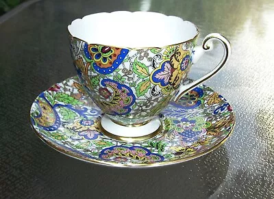 Buy Shelley Fine Bone China Paisley Floral Footed Tea Cup Saucer - Made In England • 96.04£