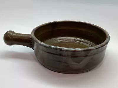 Buy Vintage Stoneware Pottery Bowl Handle Large 8 3/4” Drip Glaze • 27.40£