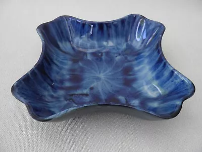 Buy Porthmadog Studio Pottery Dish Vintage Cymru Blue Glazed Square Bowl Signed • 28£