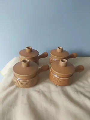 Buy 4 X Denby Langley Pottery Soup Bowls With Handles & Lids  Vintage Canterbury VGC • 16£