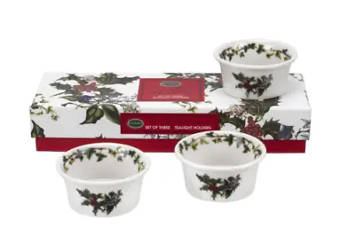 Buy PORTMEIRION THE HOLLY AND THE IVY TEALIGHT HOLDERS SET Of 3 - BOXED NEW • 22£