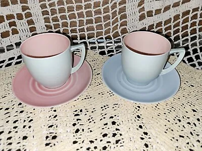 Buy Branksome China X2 Coffee Cups & Saucers~  Two Tone Colours Circa 50’s • 12£